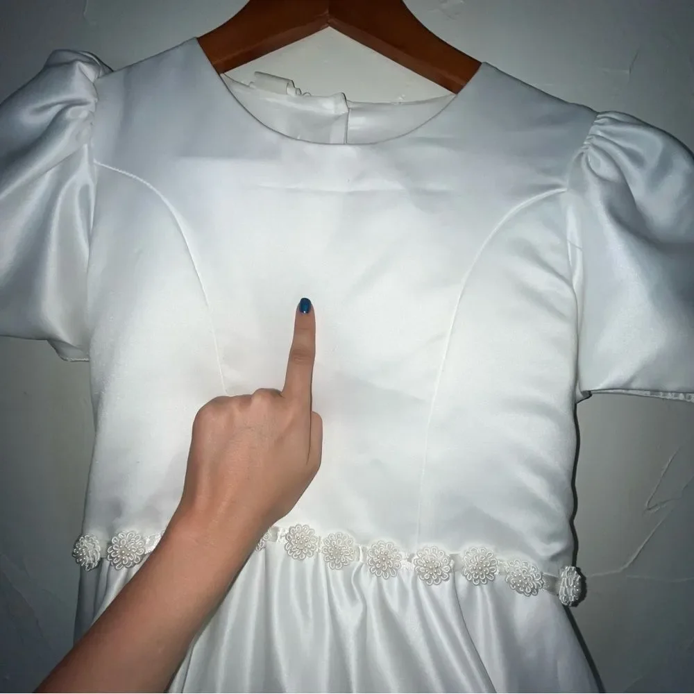 Tip Top White Formal Dress with Cap Sleeves